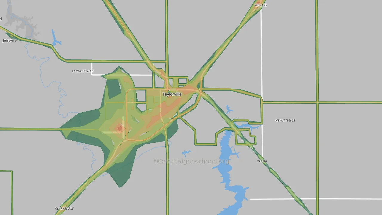Taylorville, IL Map of Noise Levels in Taylorville