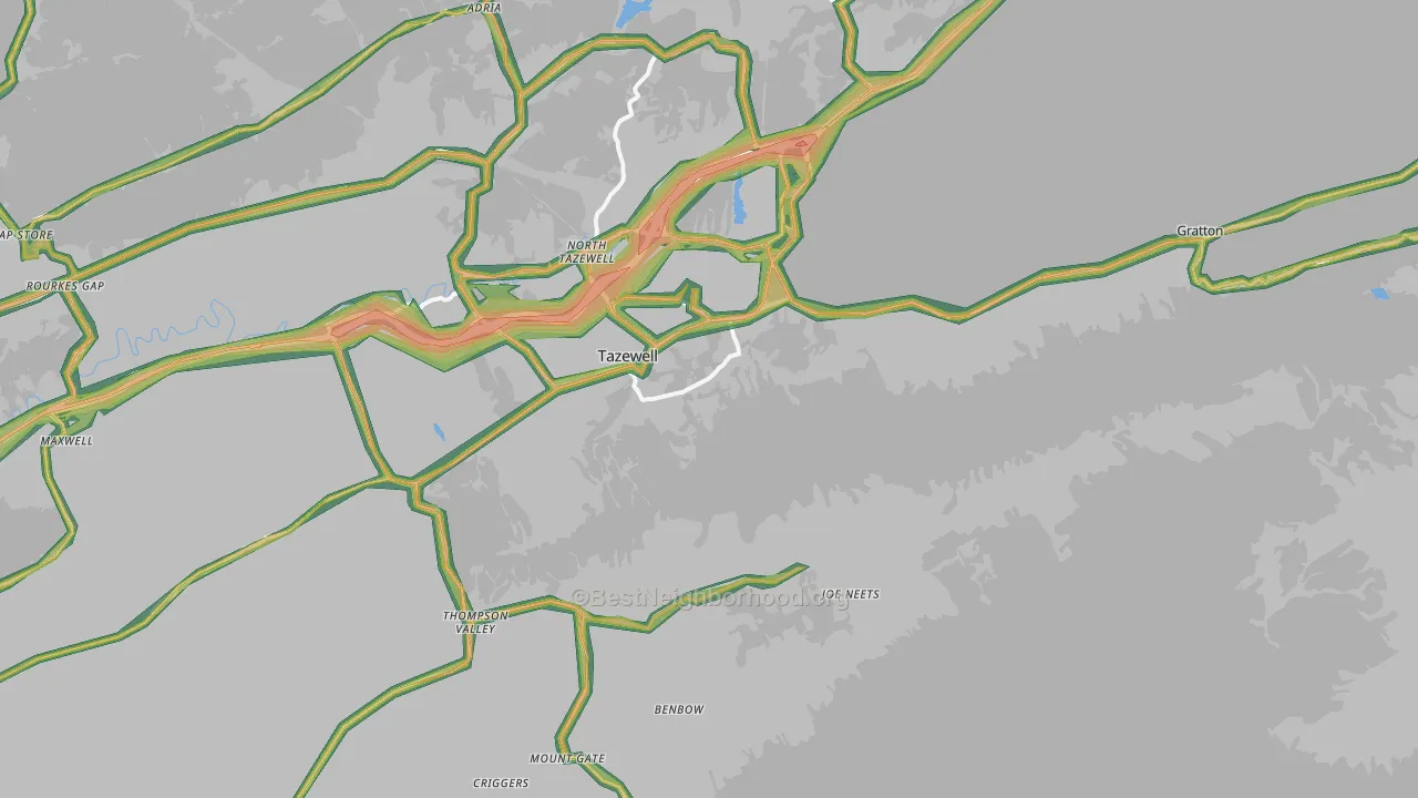 Tazewell, VA Map of Noise Levels in Tazewell