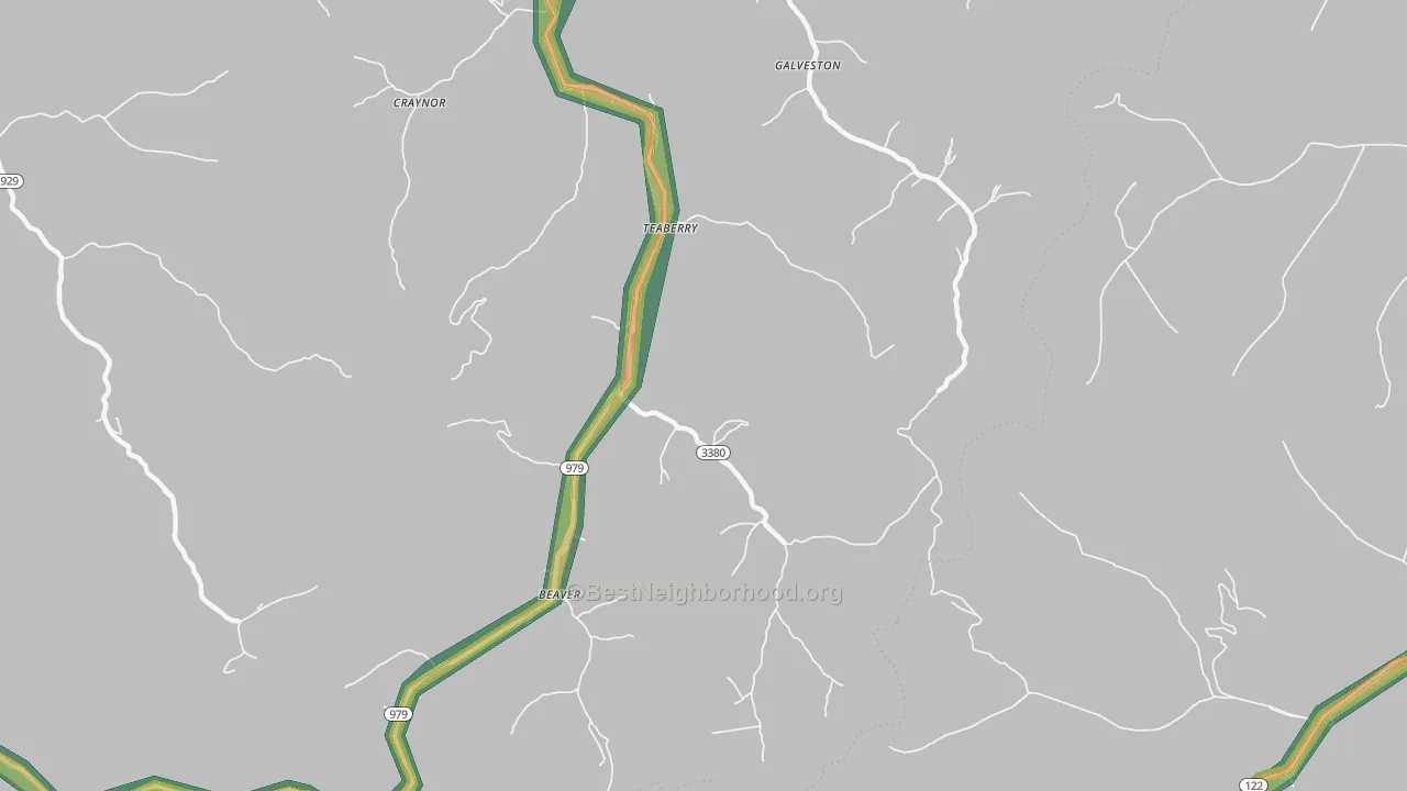 Teaberry, KY Map of Noise Levels in Teaberry