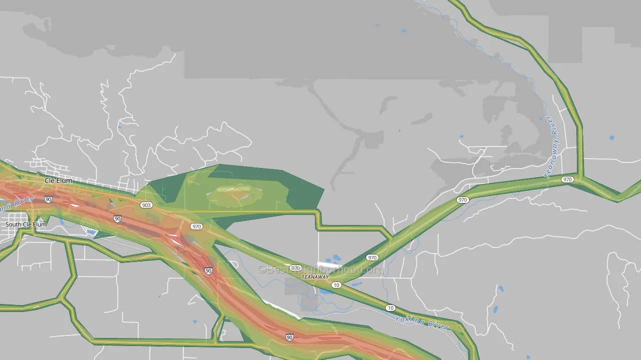 Teanaway, WA Map of Noise Levels in Teanaway