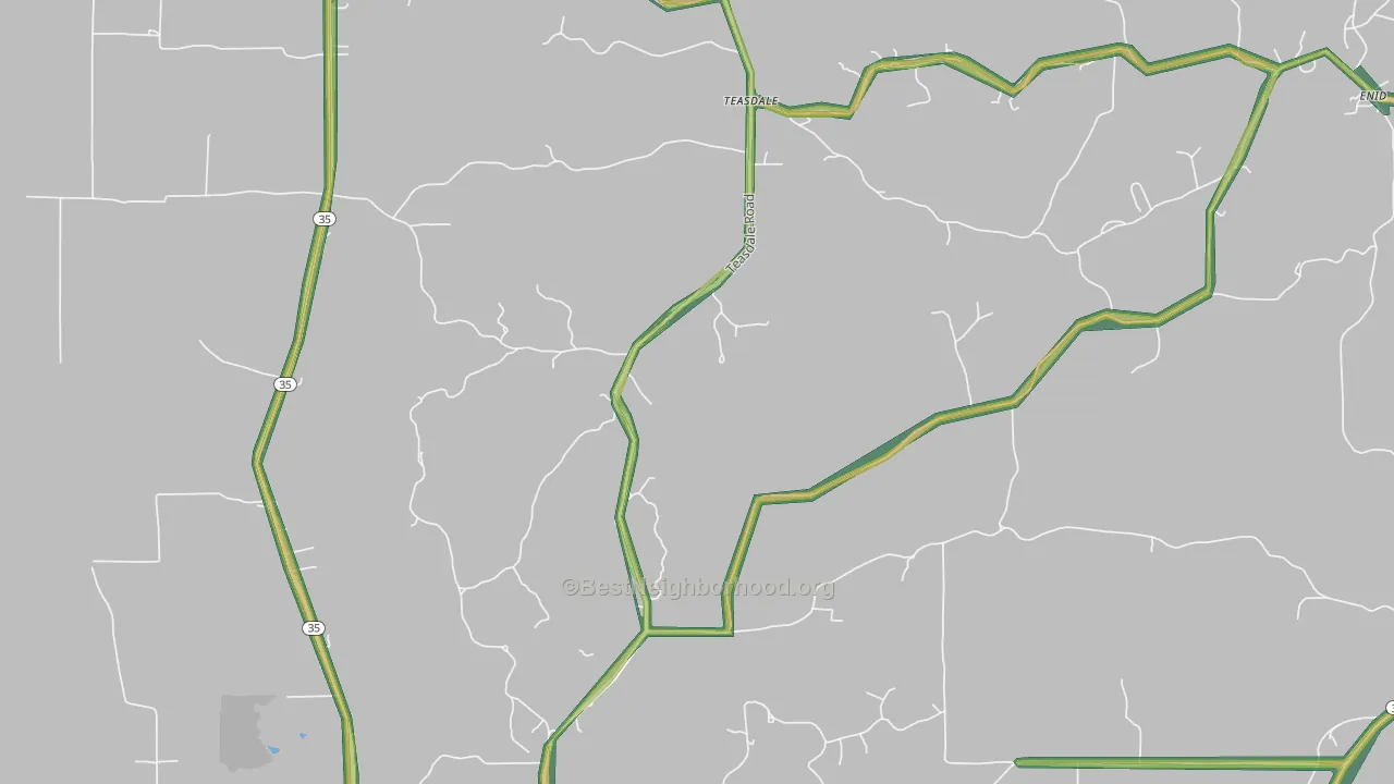 Teasdale, MS Map of Noise Levels in Teasdale
