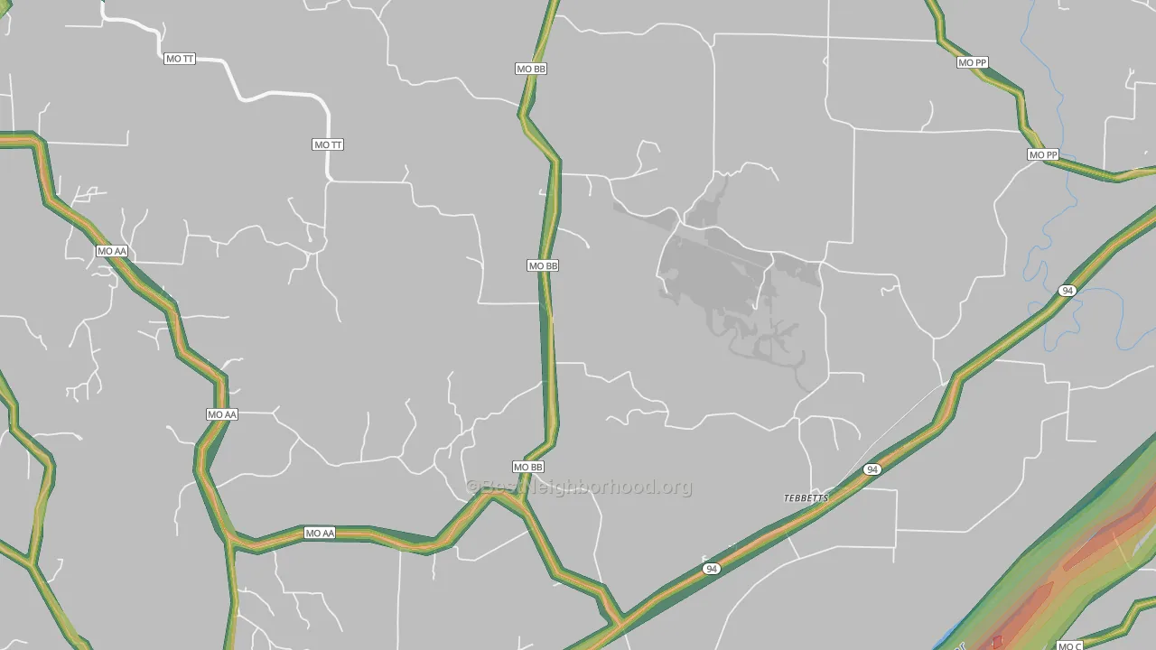 Tebbetts, MO Map of Noise Levels in Tebbetts