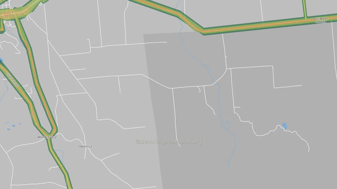 Teboville, NY Map of Noise Levels in Teboville