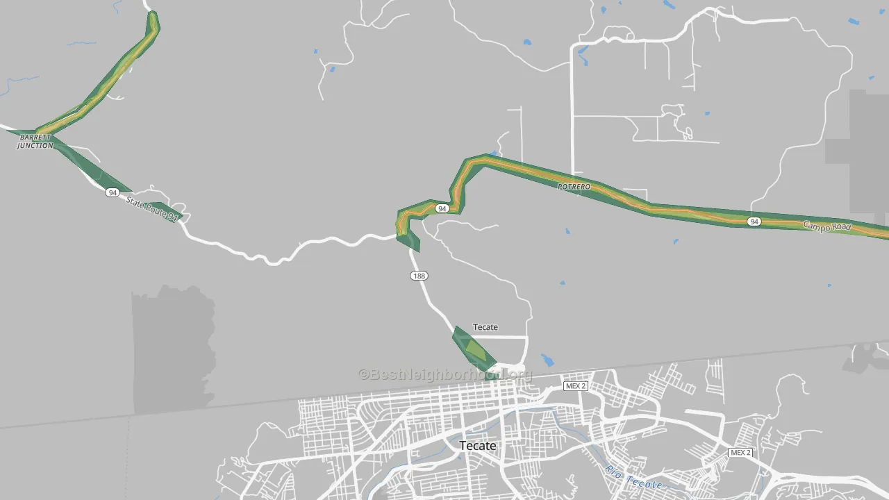 Tecate, CA Map of Noise Levels in Tecate