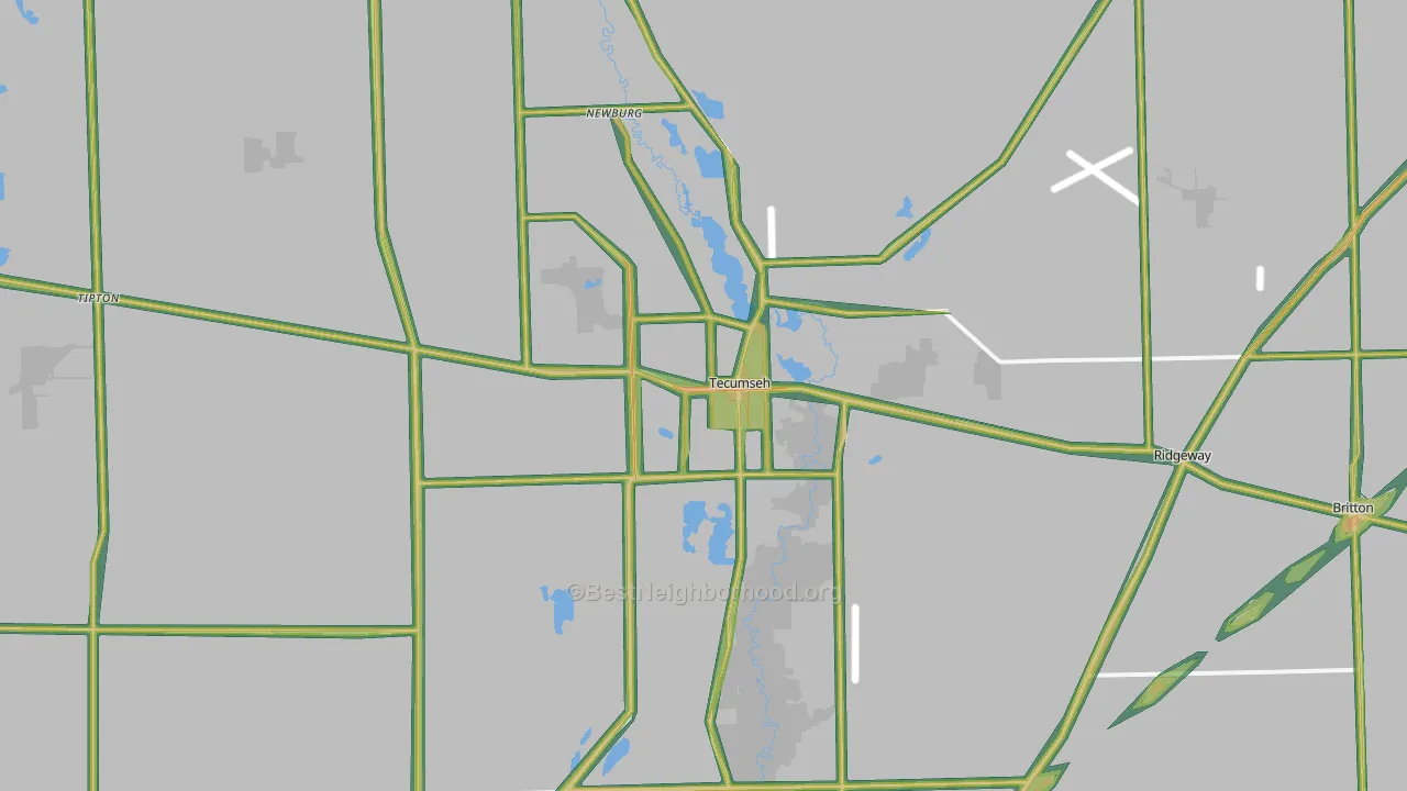 Tecumseh, MI Map of Noise Levels in Tecumseh