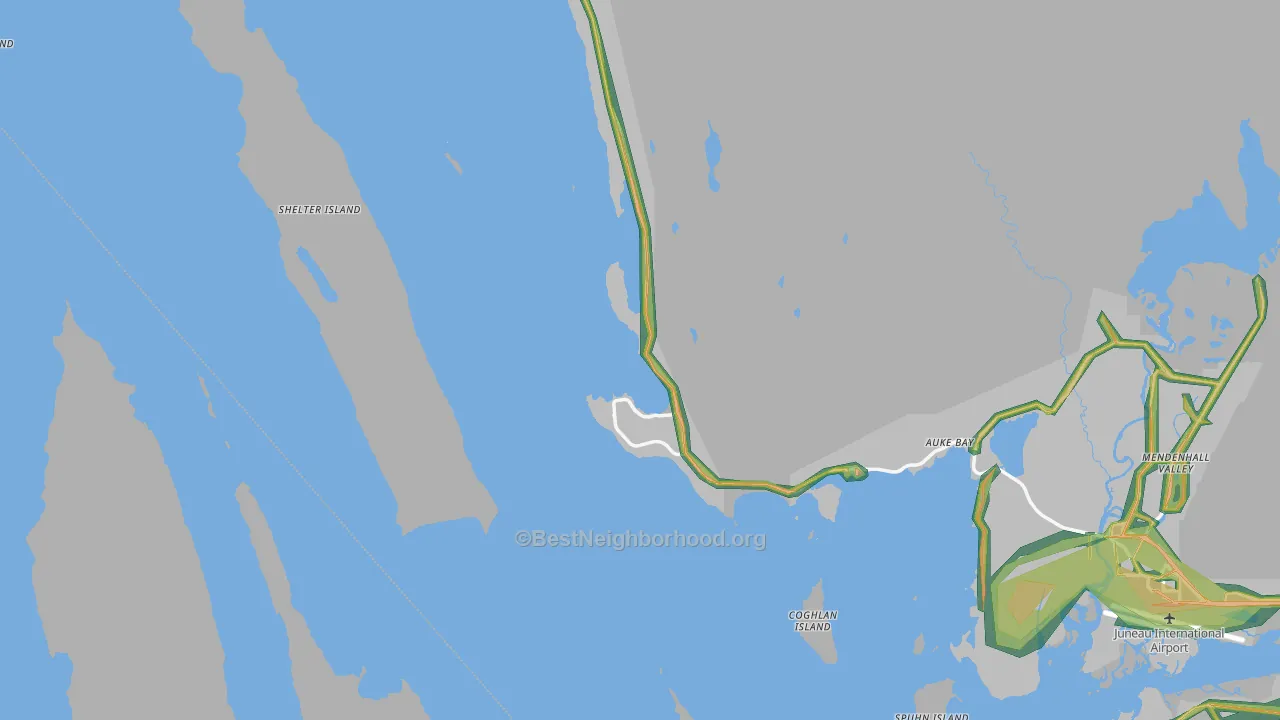 Tee Harbor, AK Map of Noise Levels in Tee Harbor