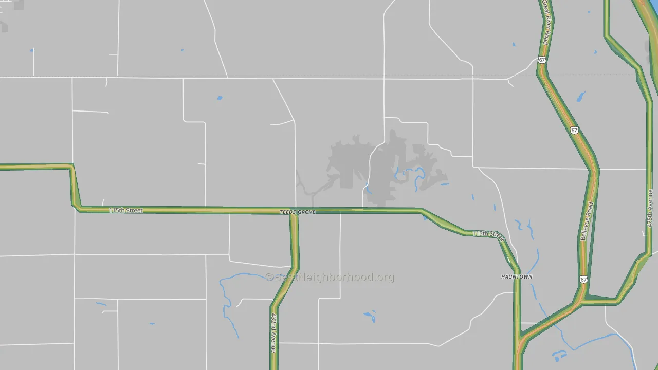 Teeds Grove, IA Map of Noise Levels in Teeds Grove