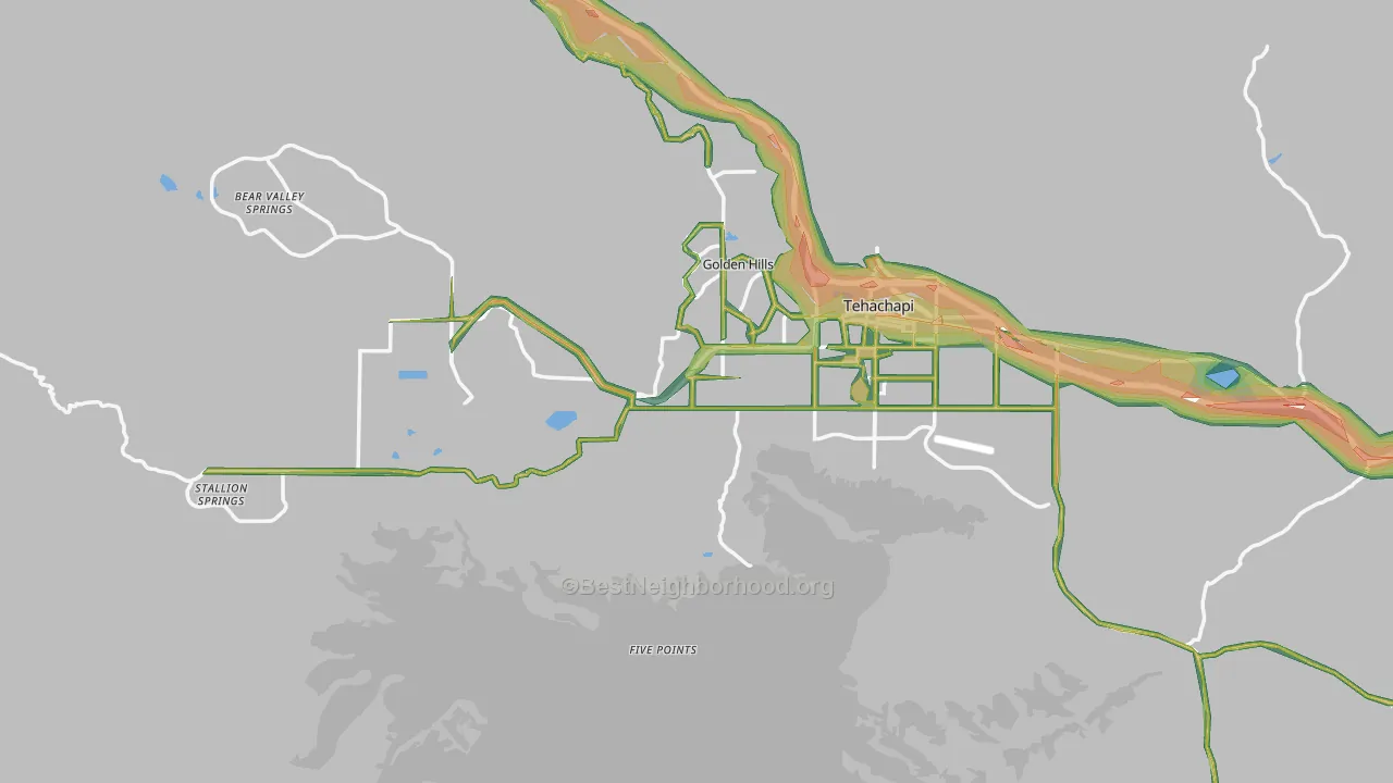 Tehachapi, CA Map of Noise Levels in Tehachapi