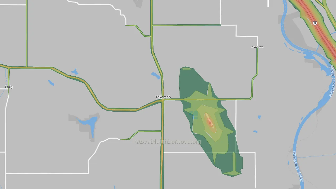 Tekamah, NE Map of Noise Levels in Tekamah