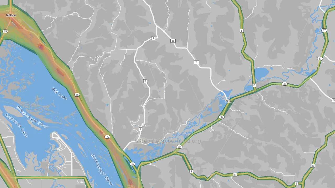 Tell, WI Map of Noise Levels in Tell