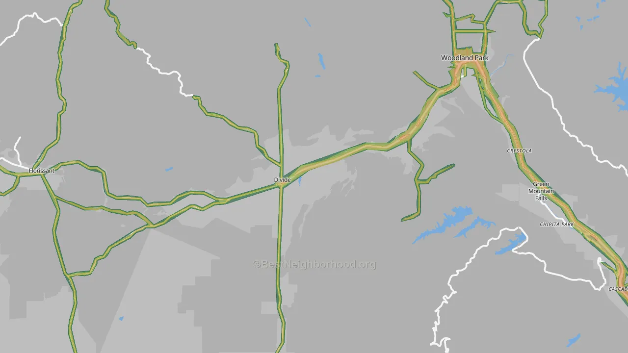 Teller County, CO Map of Noise Levels in Teller County