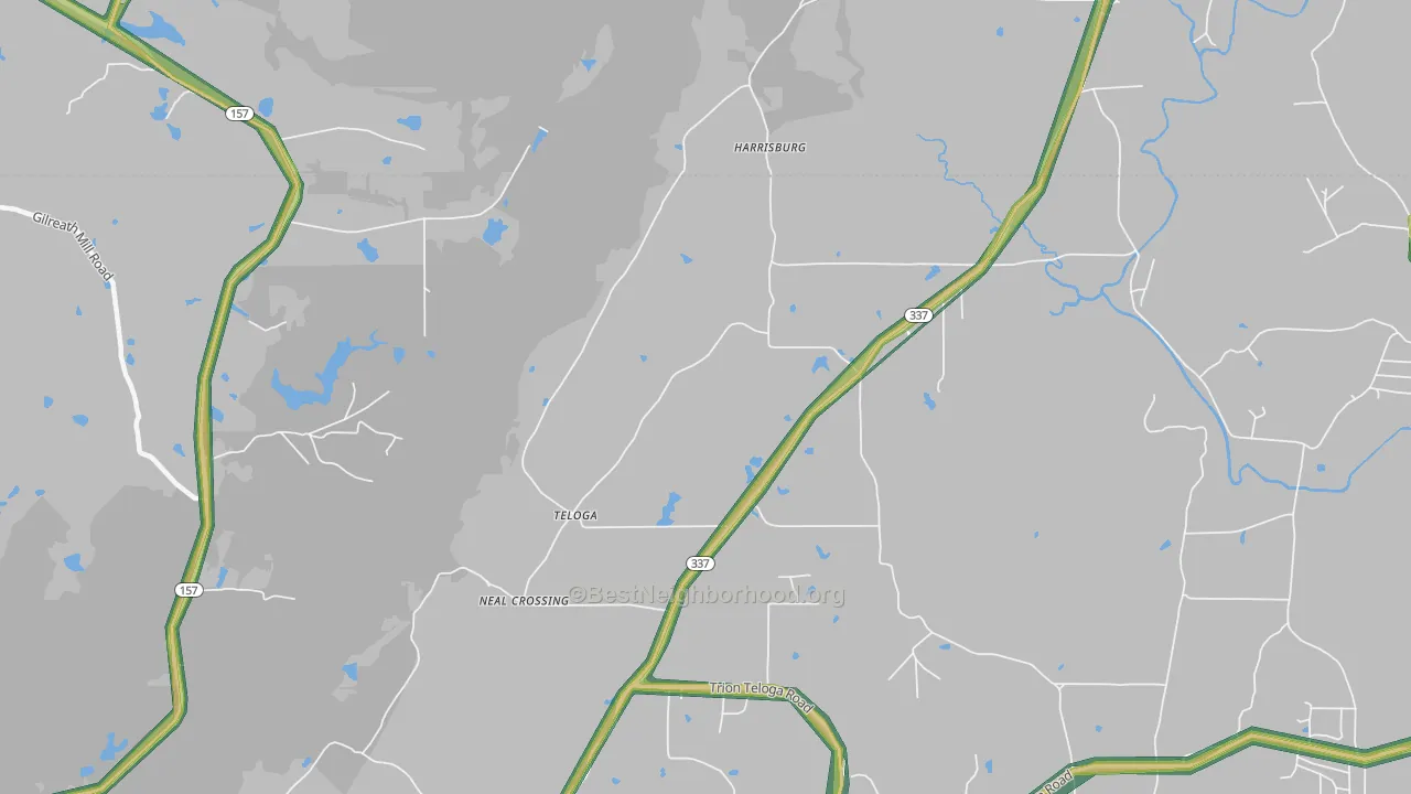 Teloga, GA Map of Noise Levels in Teloga