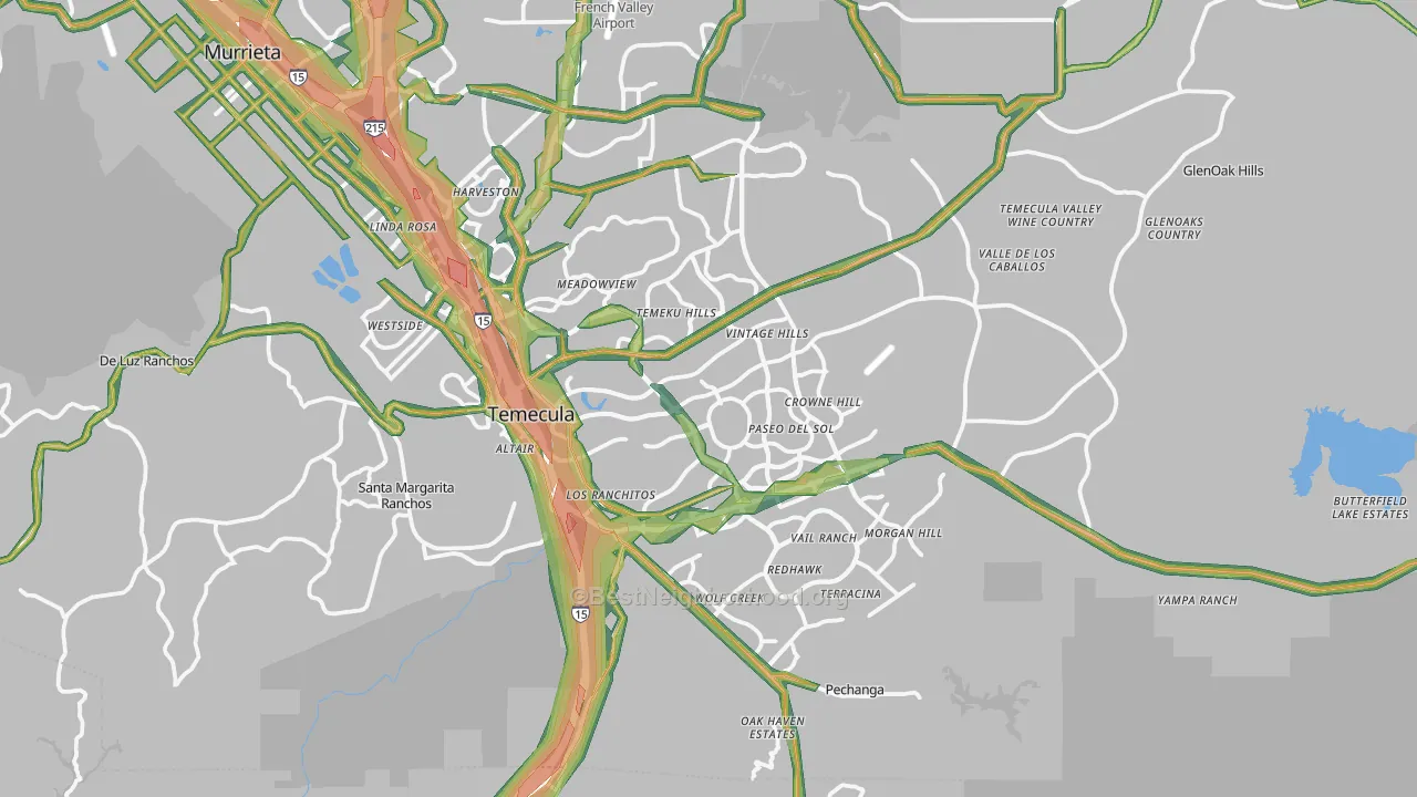 Temecula, CA Map of Noise Levels in Temecula