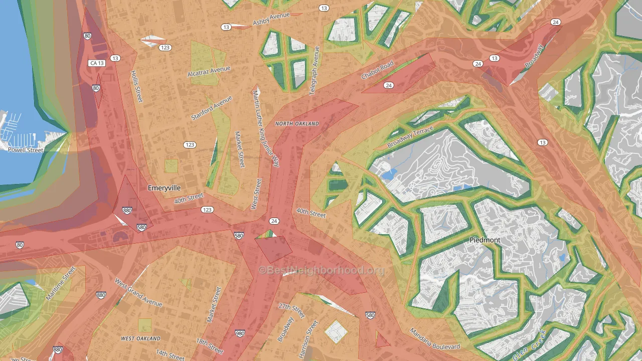 Temescal, Oakland, CA Map of Noise Levels in Temescal
