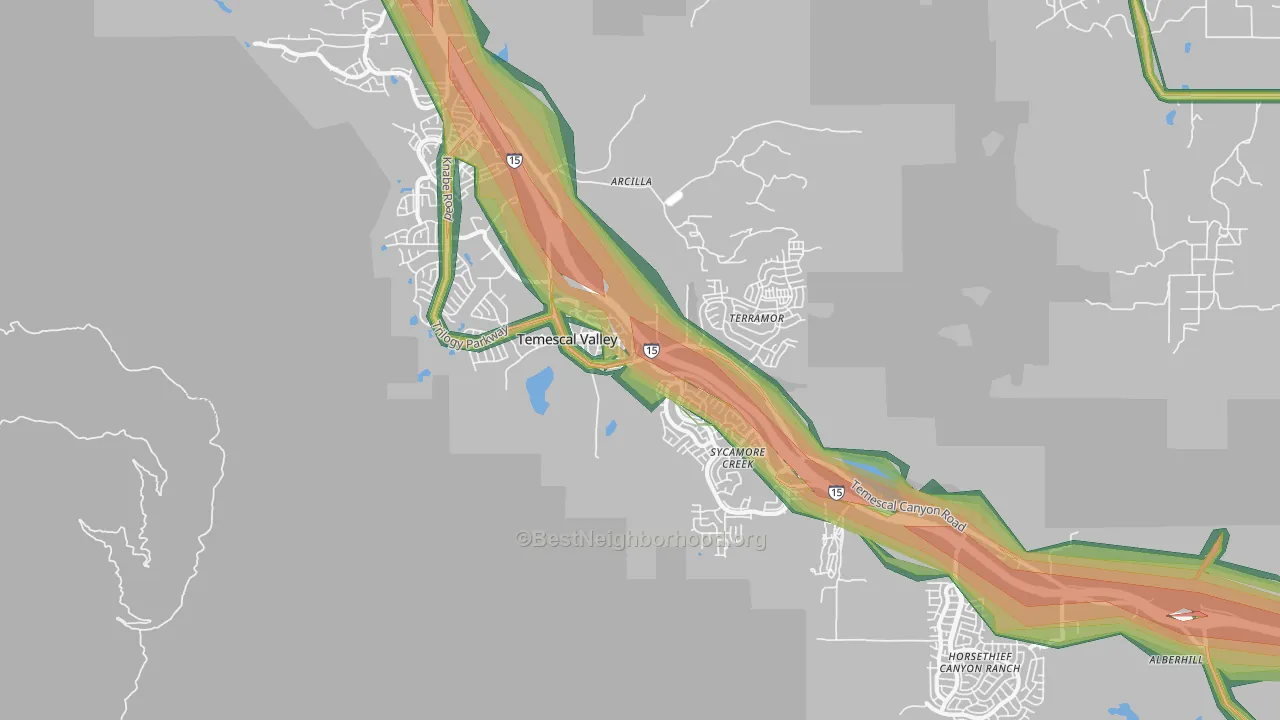 Temescal Valley, CA Map of Noise Levels in Temescal Valley