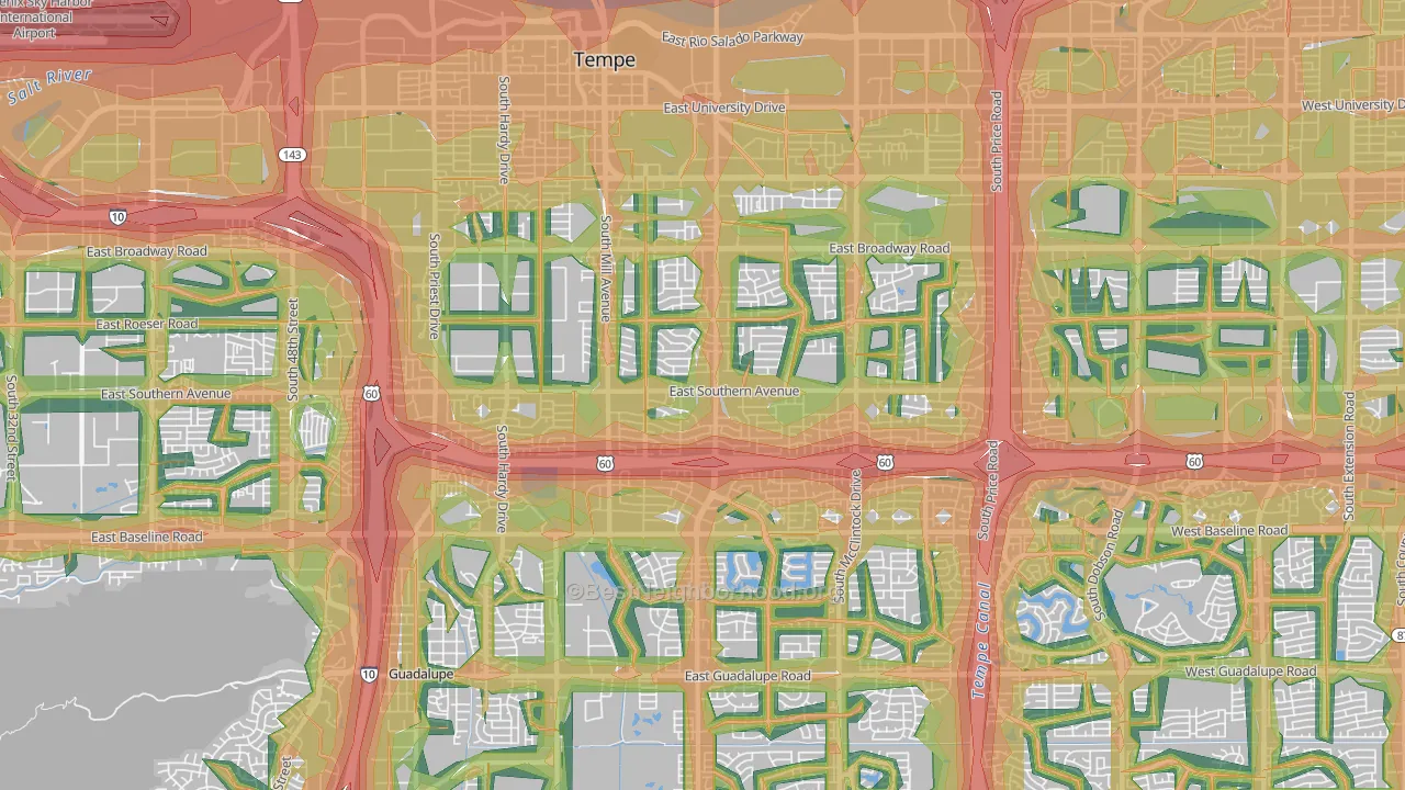 Tempe, AZ Map of Noise Levels in Tempe