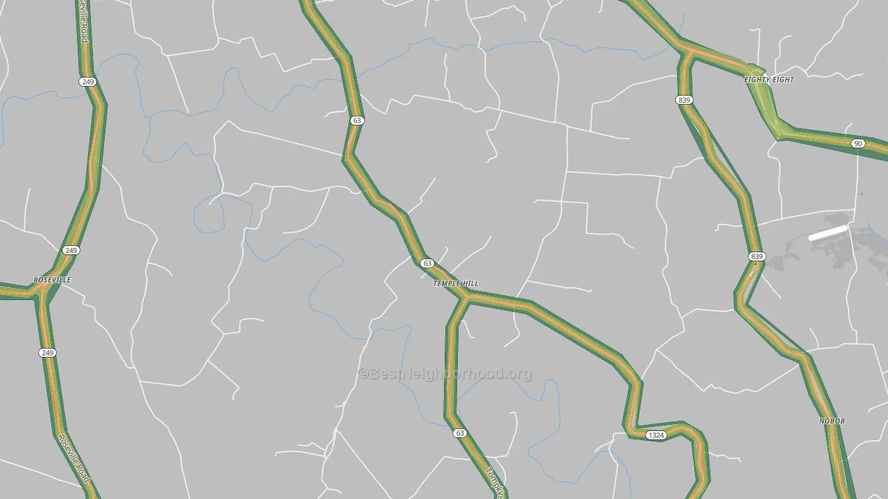 Temple Hill, KY Map of Noise Levels in Temple Hill