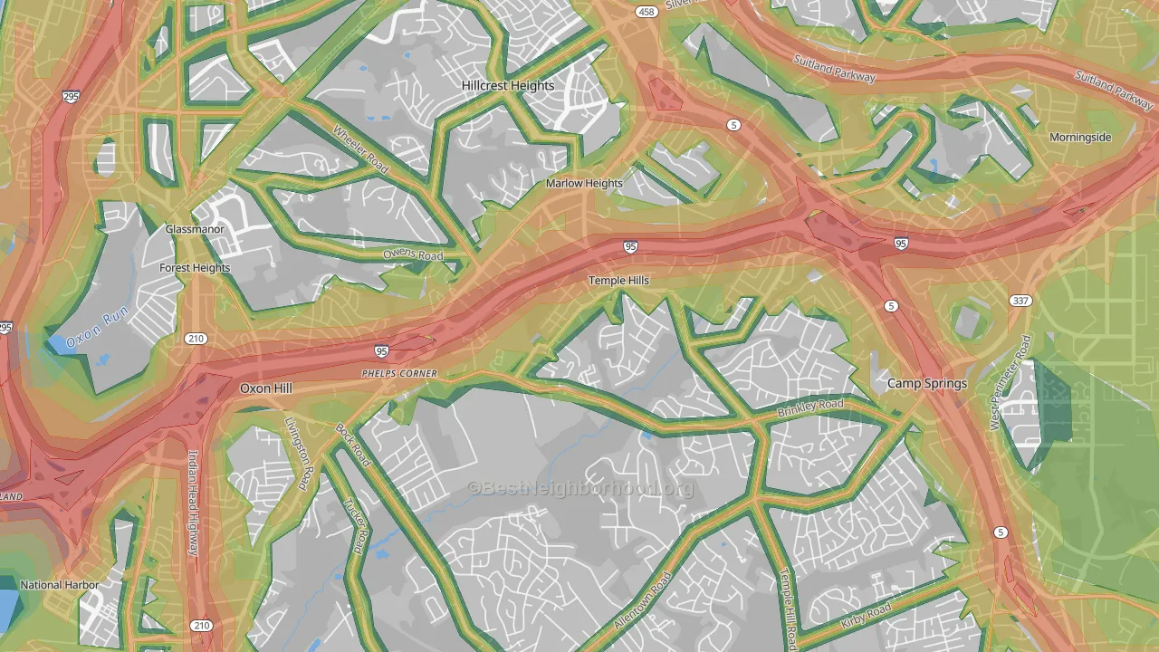 Temple Hills, MD Map of Noise Levels in Temple Hills