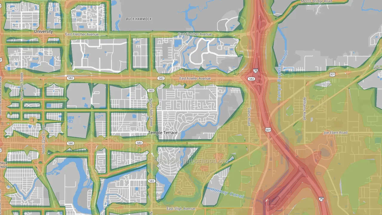 Temple Terrace, FL Map of Noise Levels in Temple Terrace