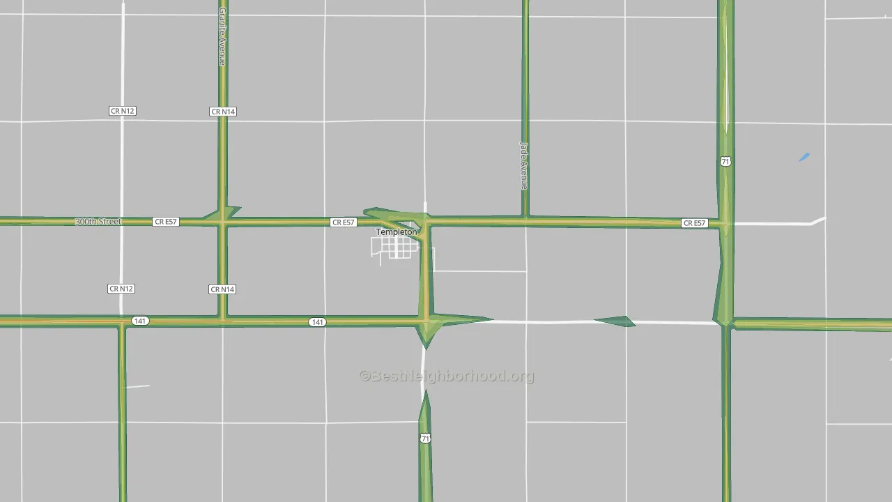 Templeton, IA Map of Noise Levels in Templeton