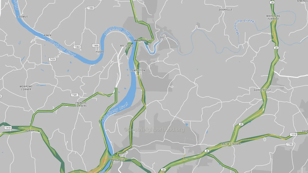 Templeton, PA Map of Noise Levels in Templeton