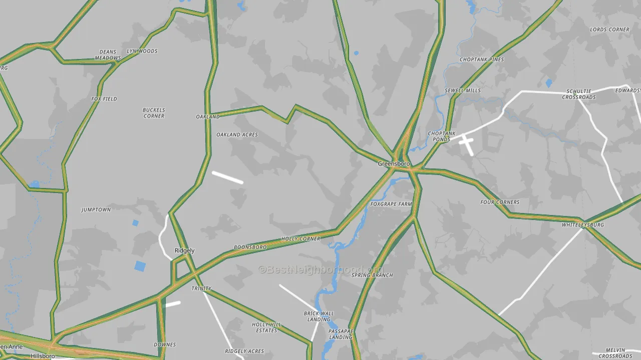 Templeville, MD Map of Noise Levels in Templeville