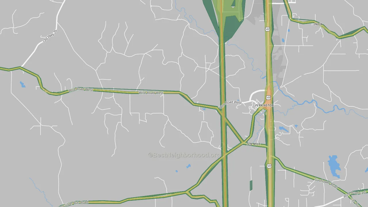 Ten Mile, MS Map of Noise Levels in Ten Mile