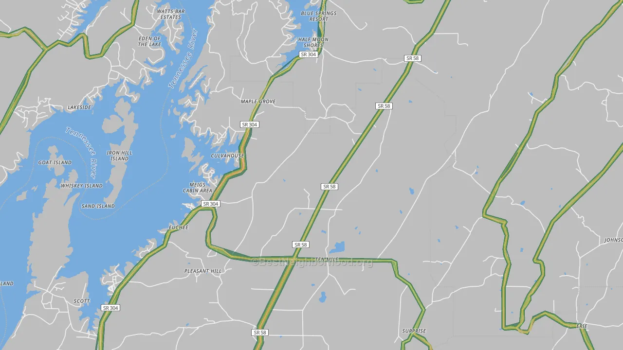 Ten Mile, TN Map of Noise Levels in Ten Mile