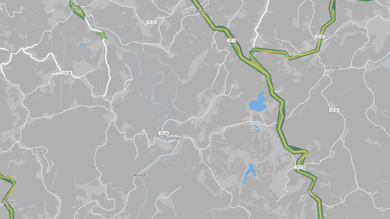 Tenmile, WV Map of Noise Levels in Tenmile