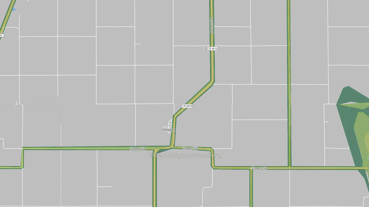Tennant, IA Map of Noise Levels in Tennant
