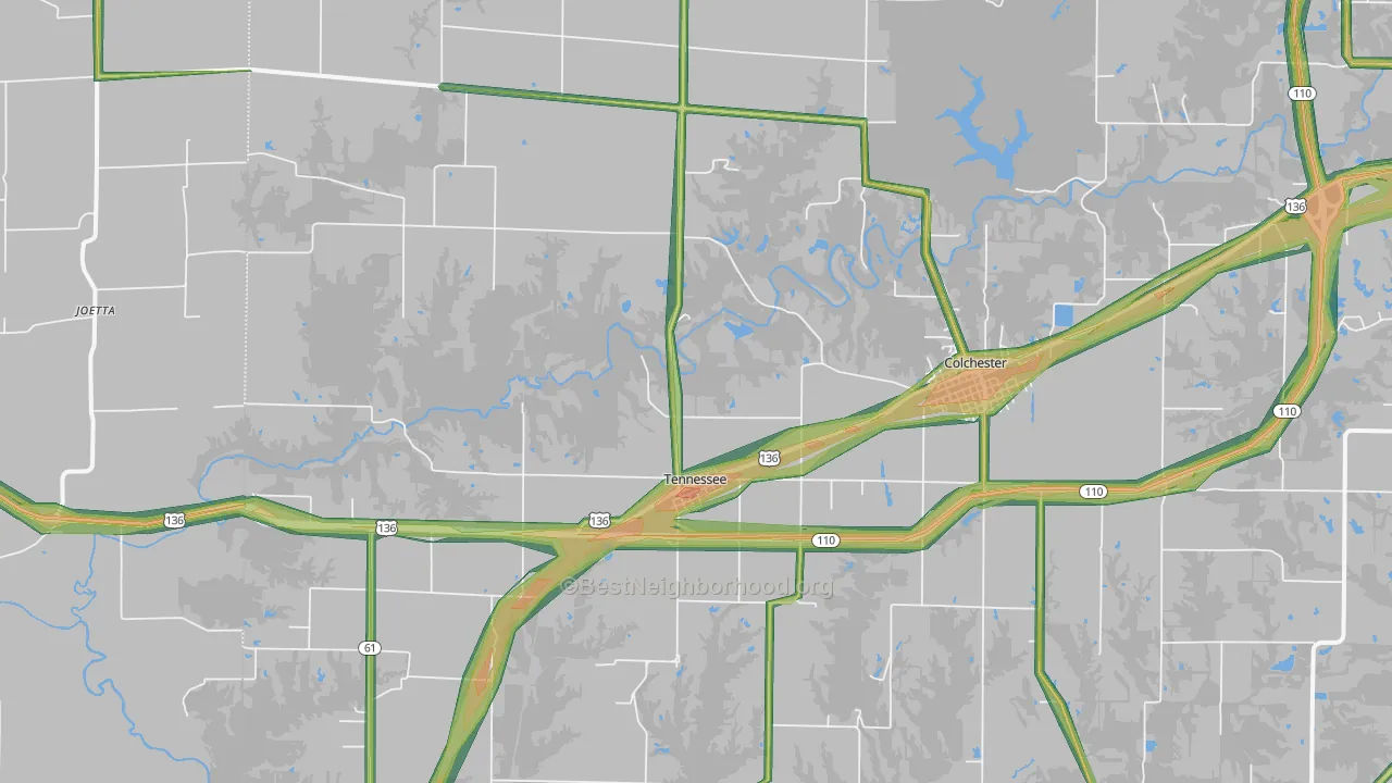 Tennessee, IL Map of Noise Levels in Tennessee