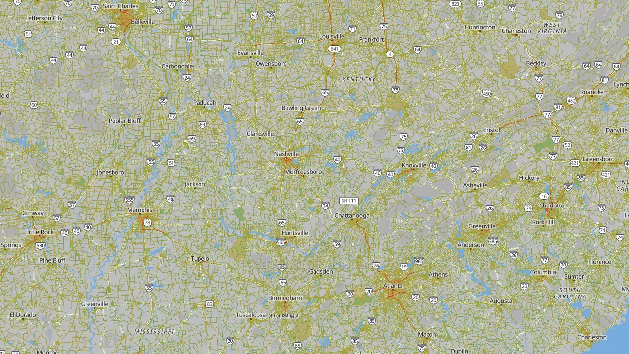 Tennessee Map of Noise Levels in Tennessee