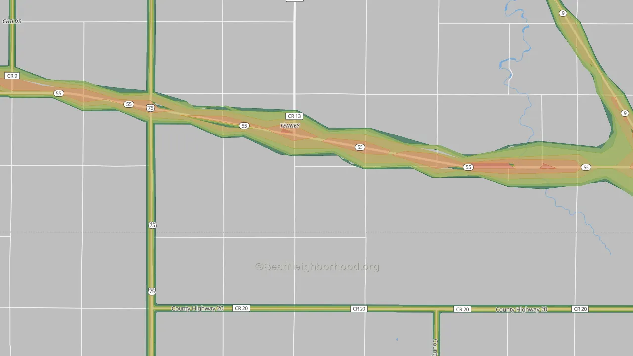 Tenney, MN Map of Noise Levels in Tenney