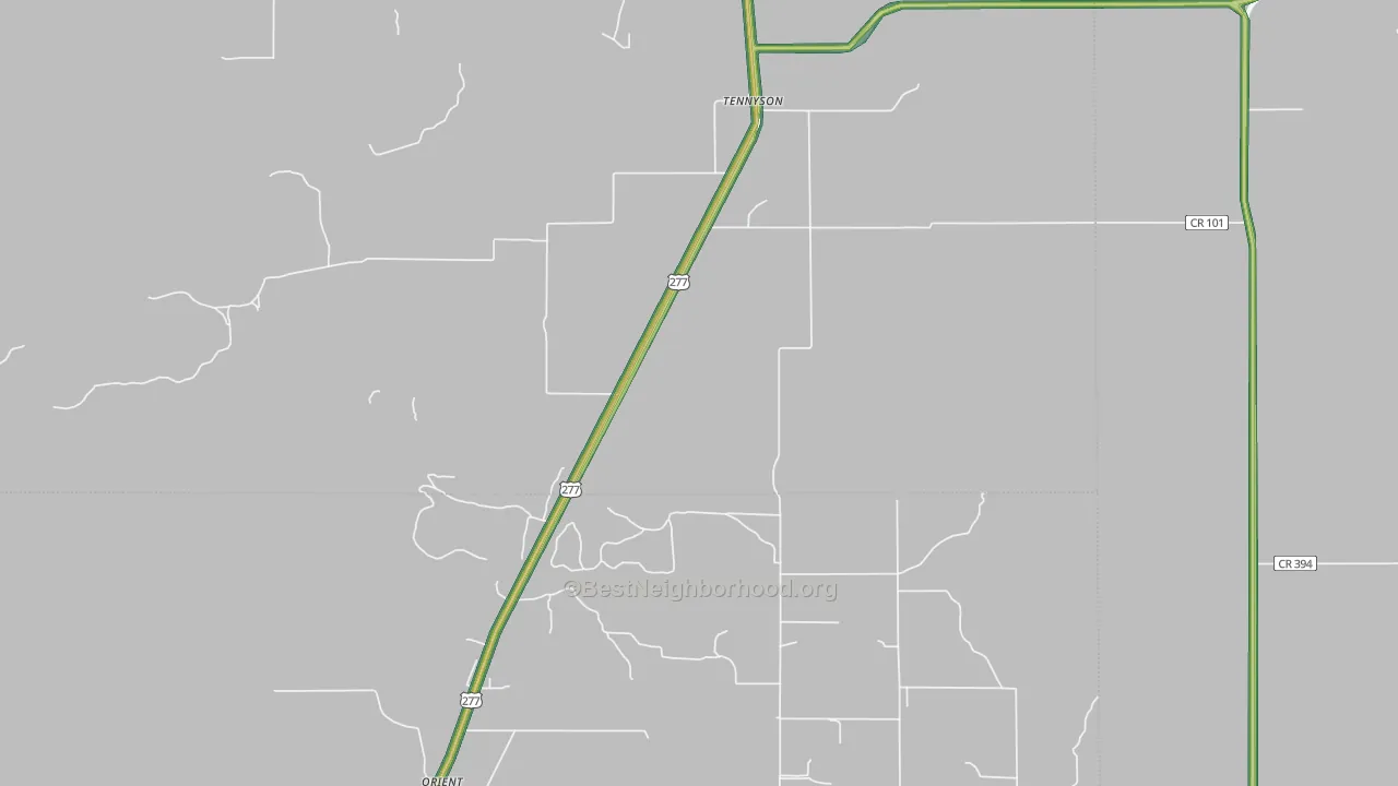 Tennyson, TX Map of Noise Levels in Tennyson