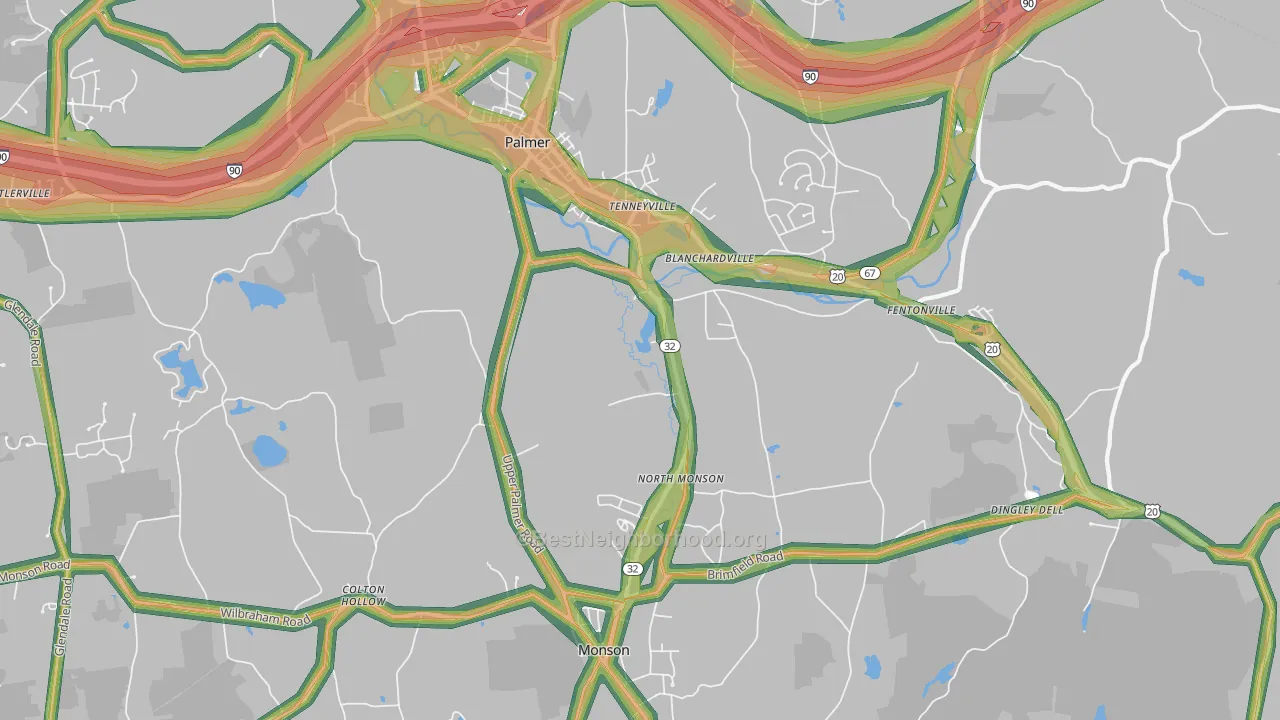 Tennyville, MA Map of Noise Levels in Tennyville
