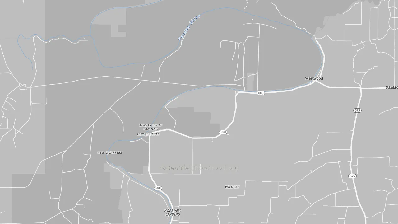 Tensas Bluff, LA Map of Noise Levels in Tensas Bluff
