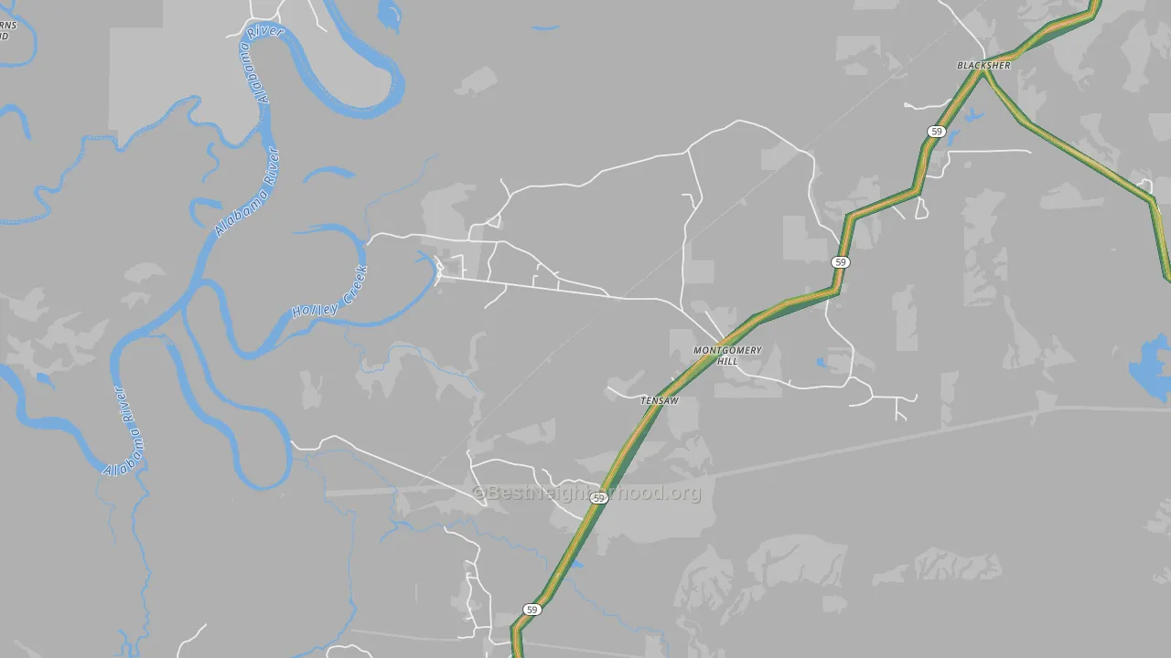 Tensaw, AL Map of Noise Levels in Tensaw