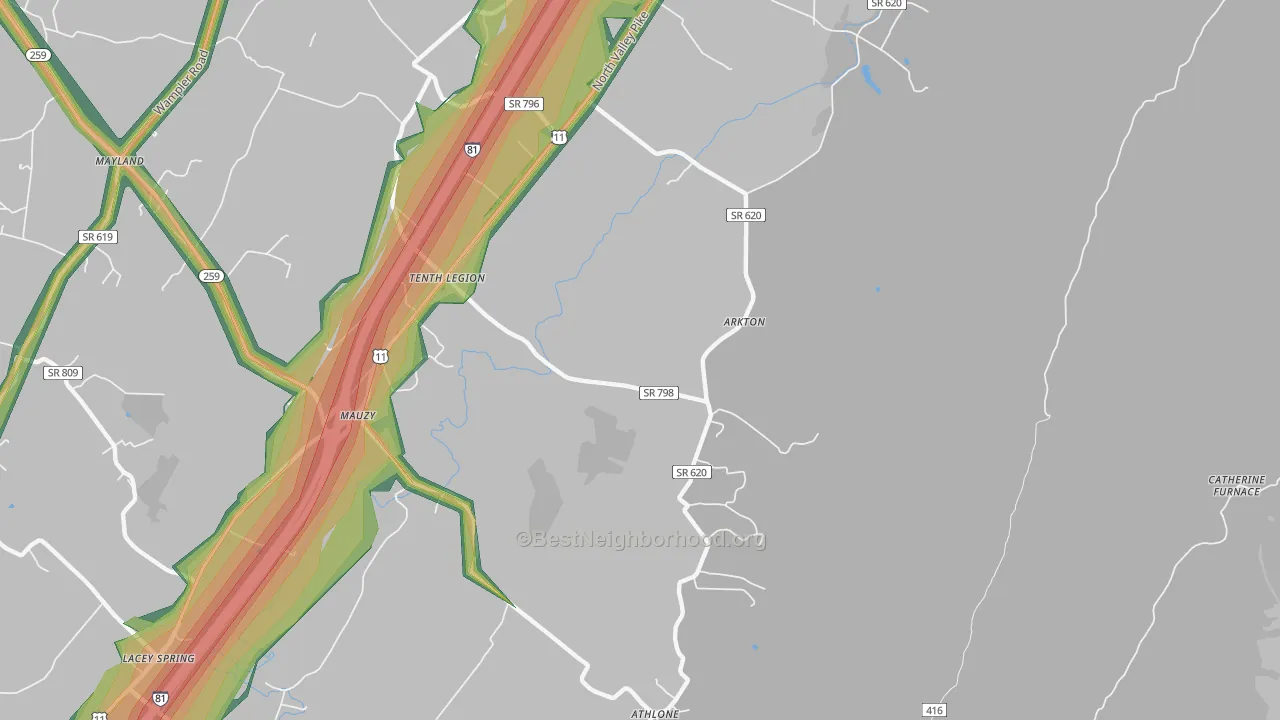 Tenth Legion, VA Map of Noise Levels in Tenth Legion