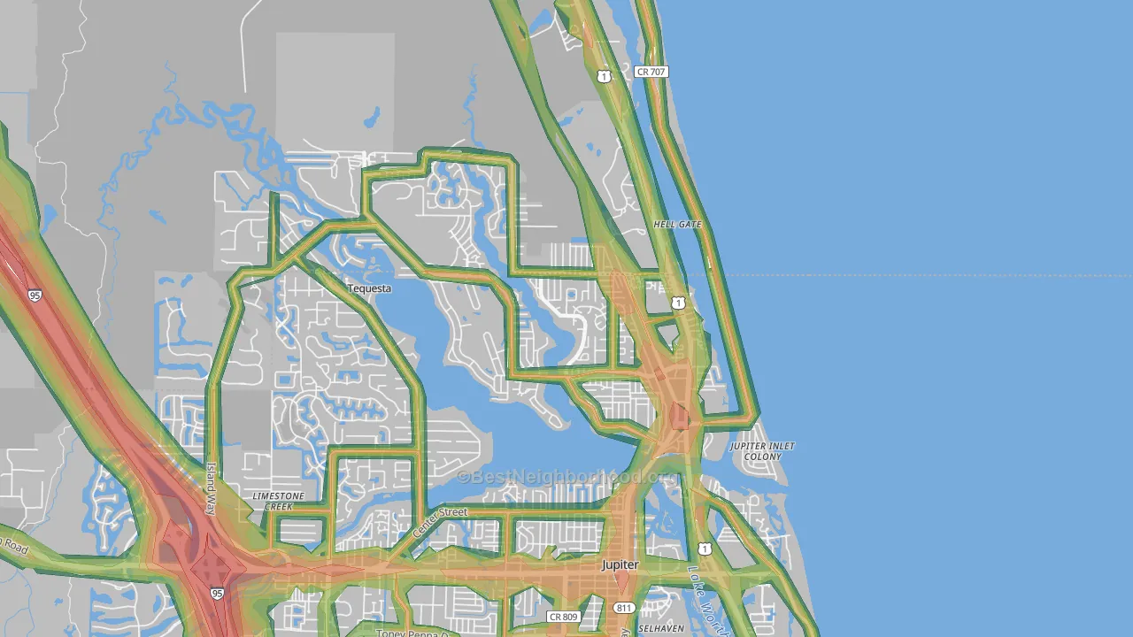 Tequesta, FL Map of Noise Levels in Tequesta