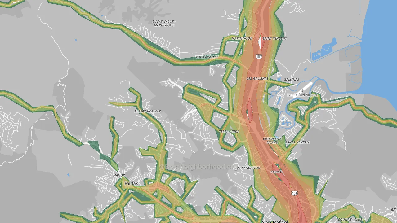 Terra Linda, San Rafael, CA Map of Noise Levels in Terra Linda