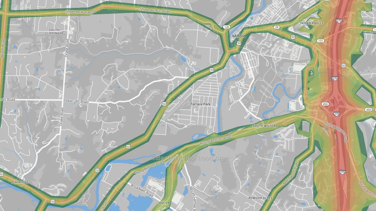 Terrace Park, OH Map of Noise Levels in Terrace Park