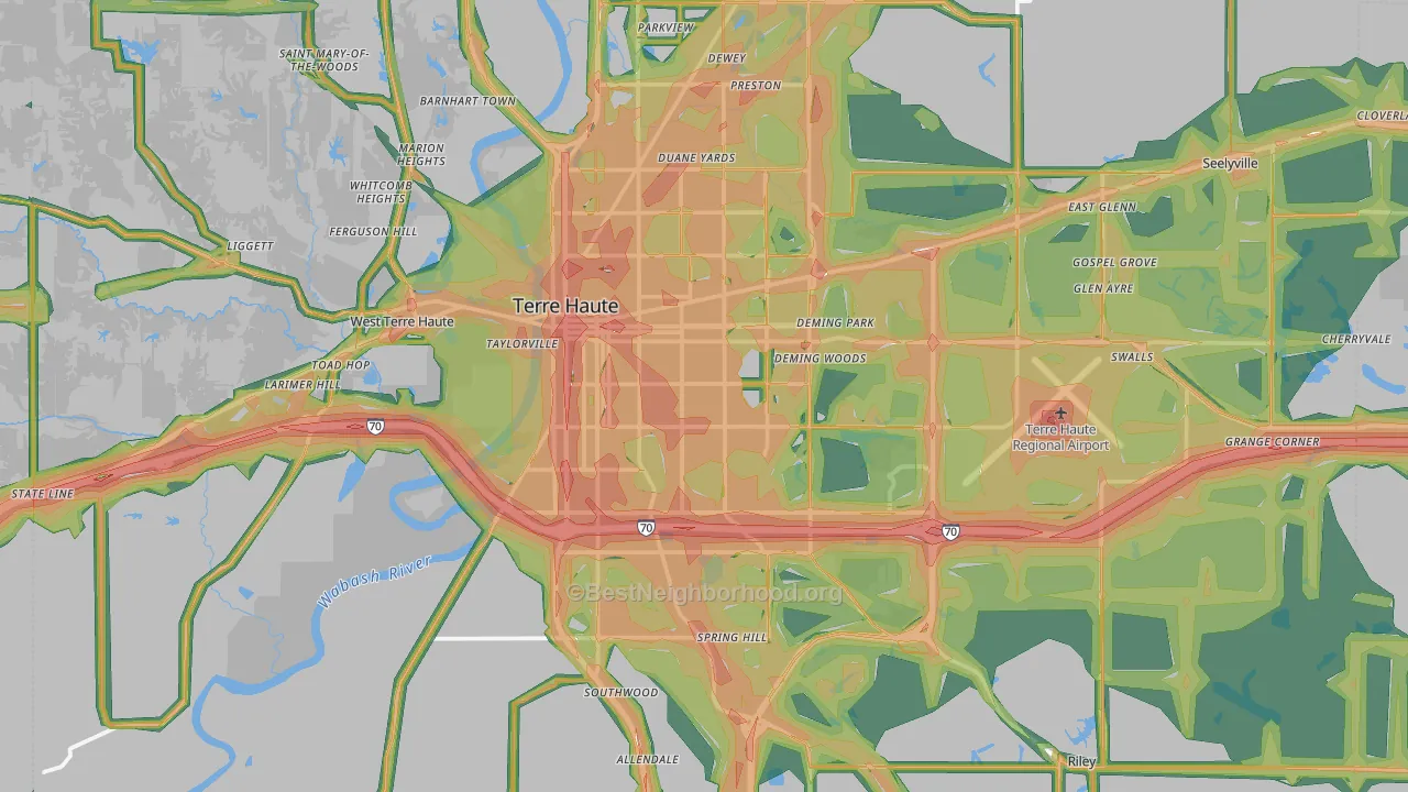 Terre Haute, IN Map of Noise Levels in Terre Haute