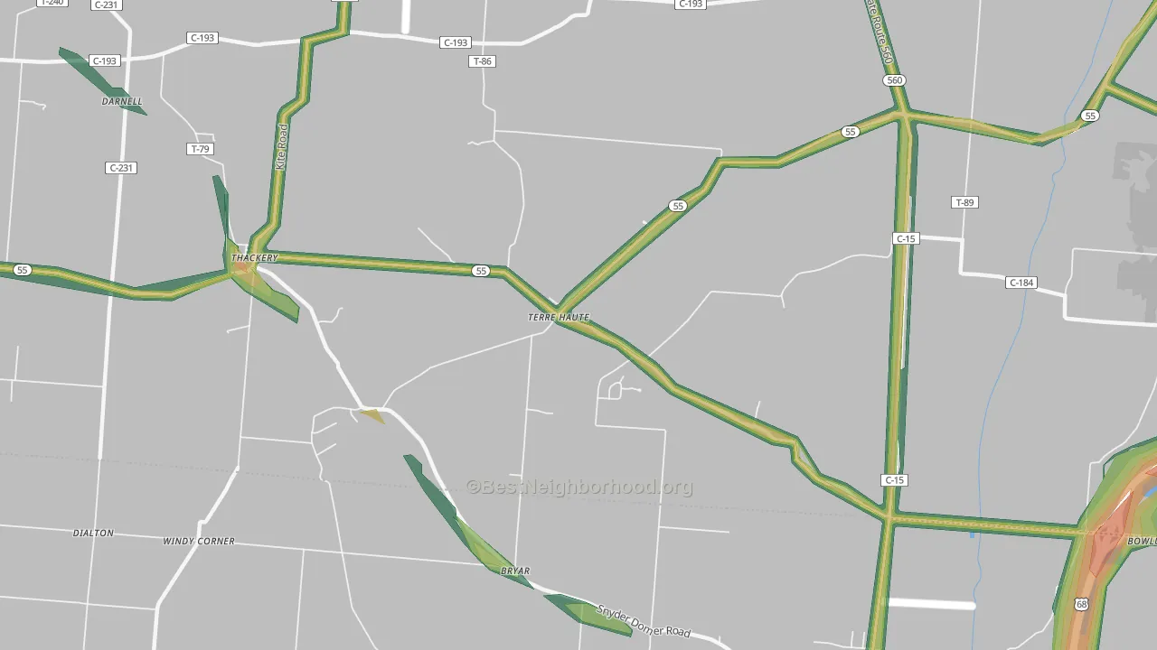 Terre Haute, OH Map of Noise Levels in Terre Haute