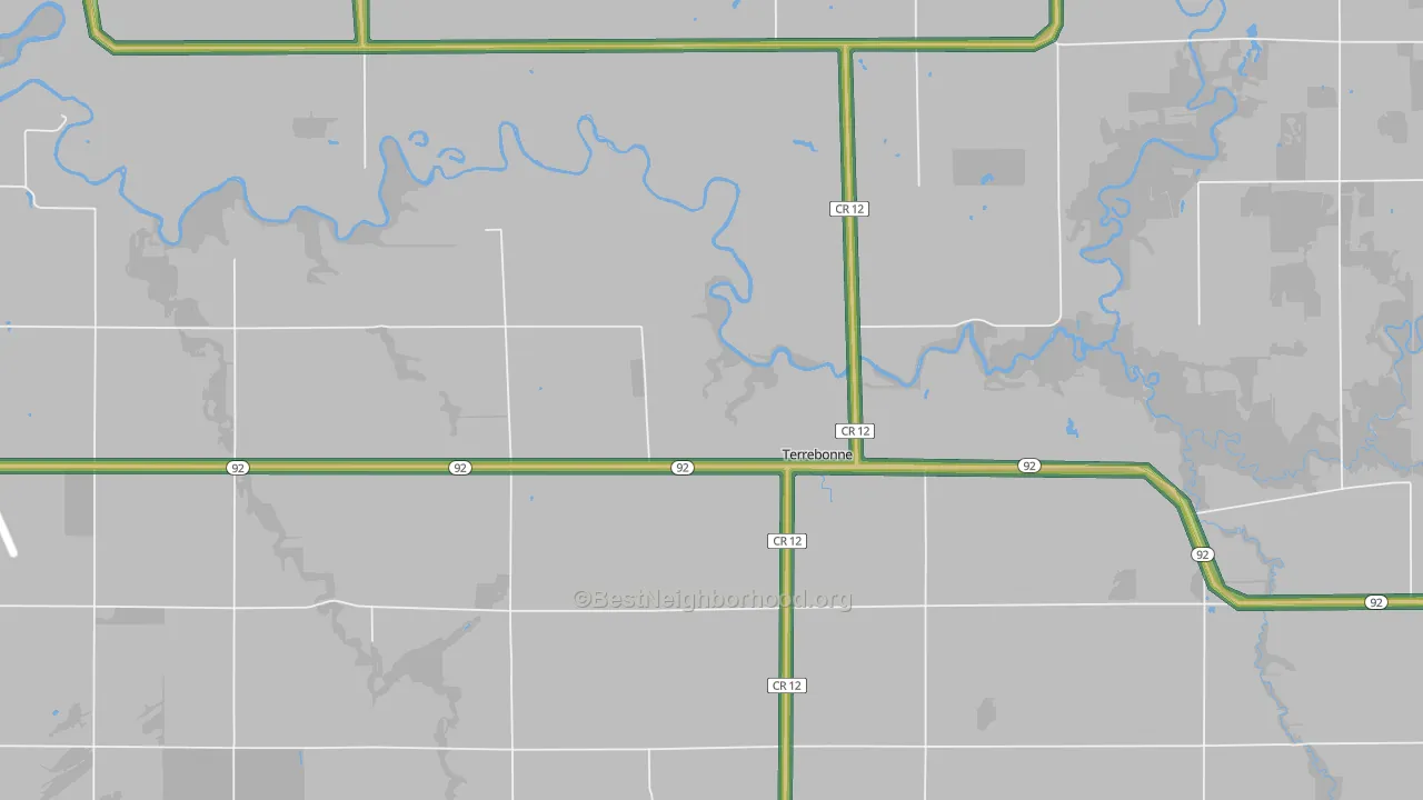 Terrebonne, MN Map of Noise Levels in Terrebonne