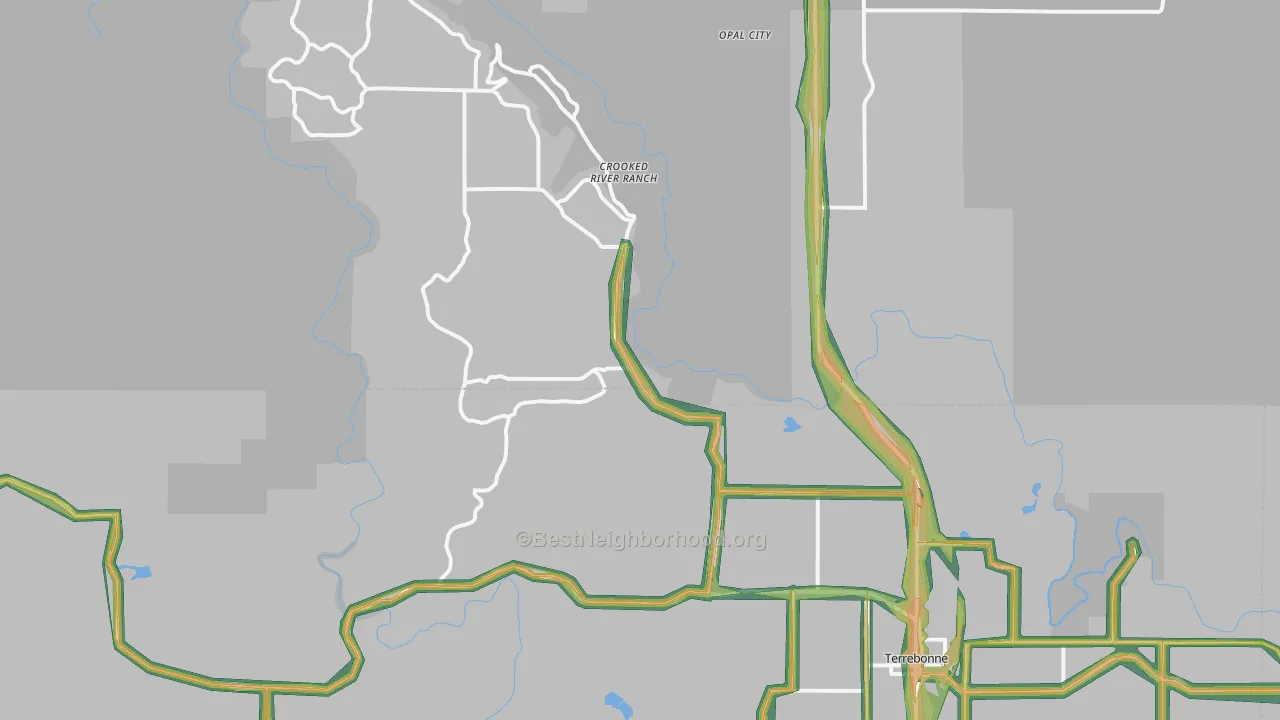 Terrebonne, OR Map of Noise Levels in Terrebonne