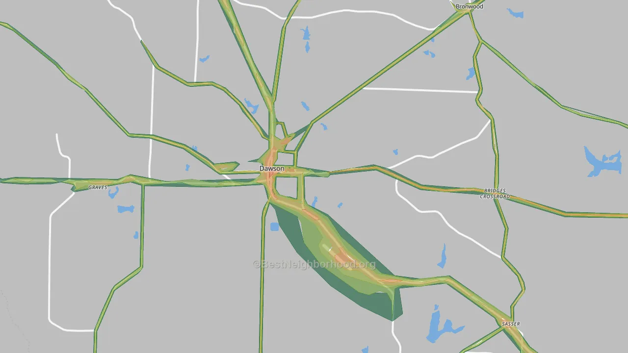 Terrell County, GA Map of Noise Levels in Terrell County