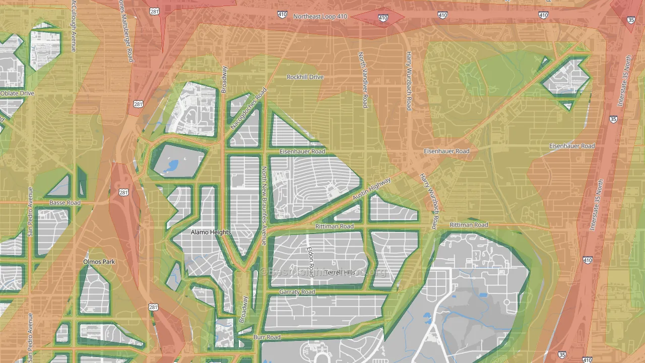 Terrell Heights, San Antonio, TX Map of Noise Levels in Terrell Heights