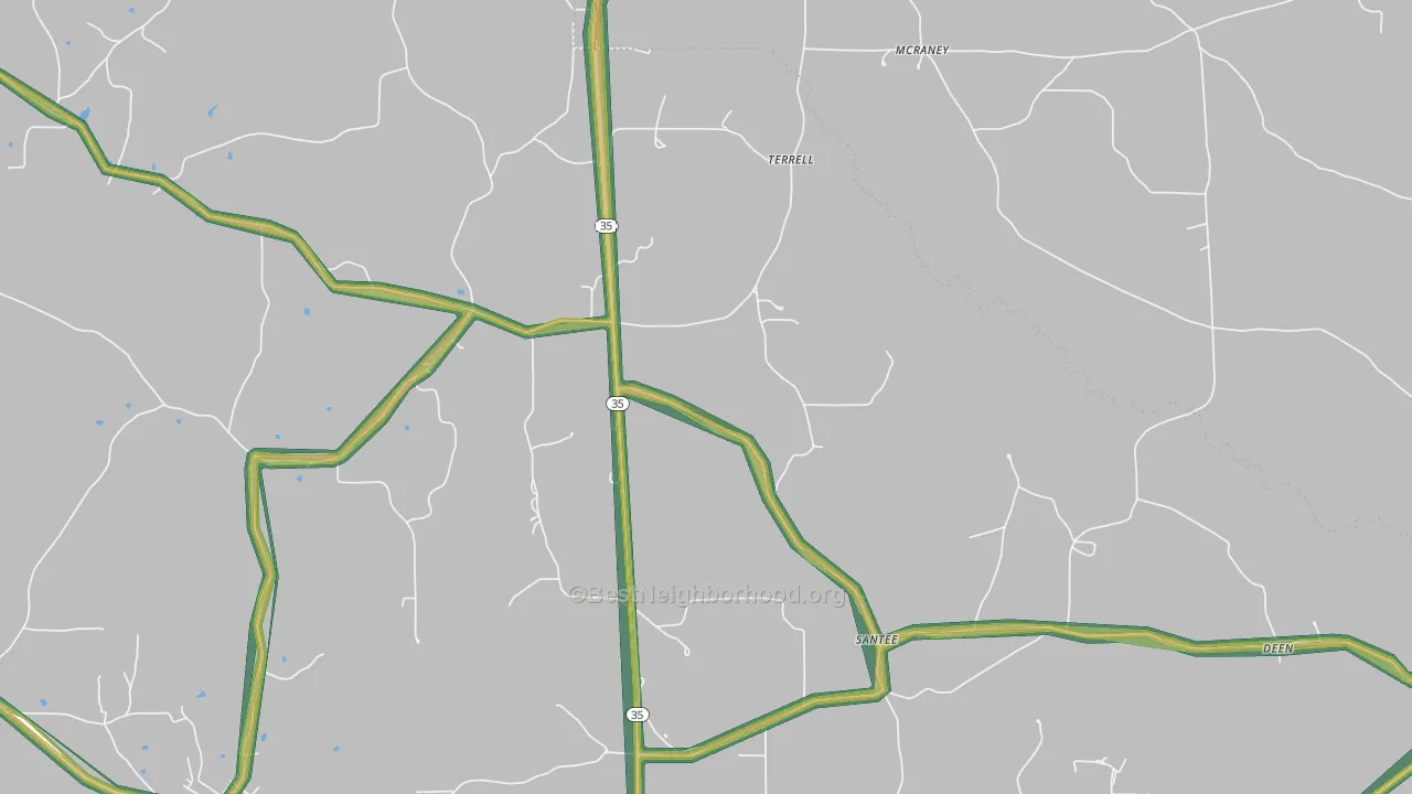 Terrell, MS Map of Noise Levels in Terrell