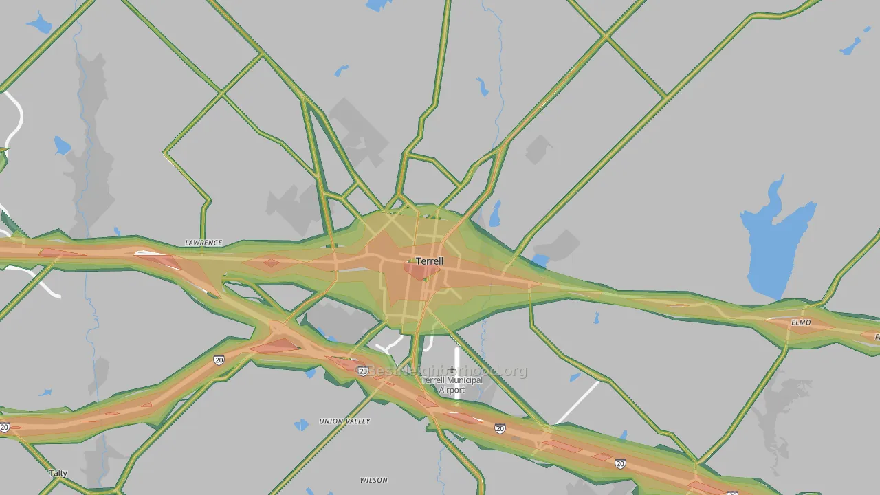 Terrell, TX Map of Noise Levels in Terrell