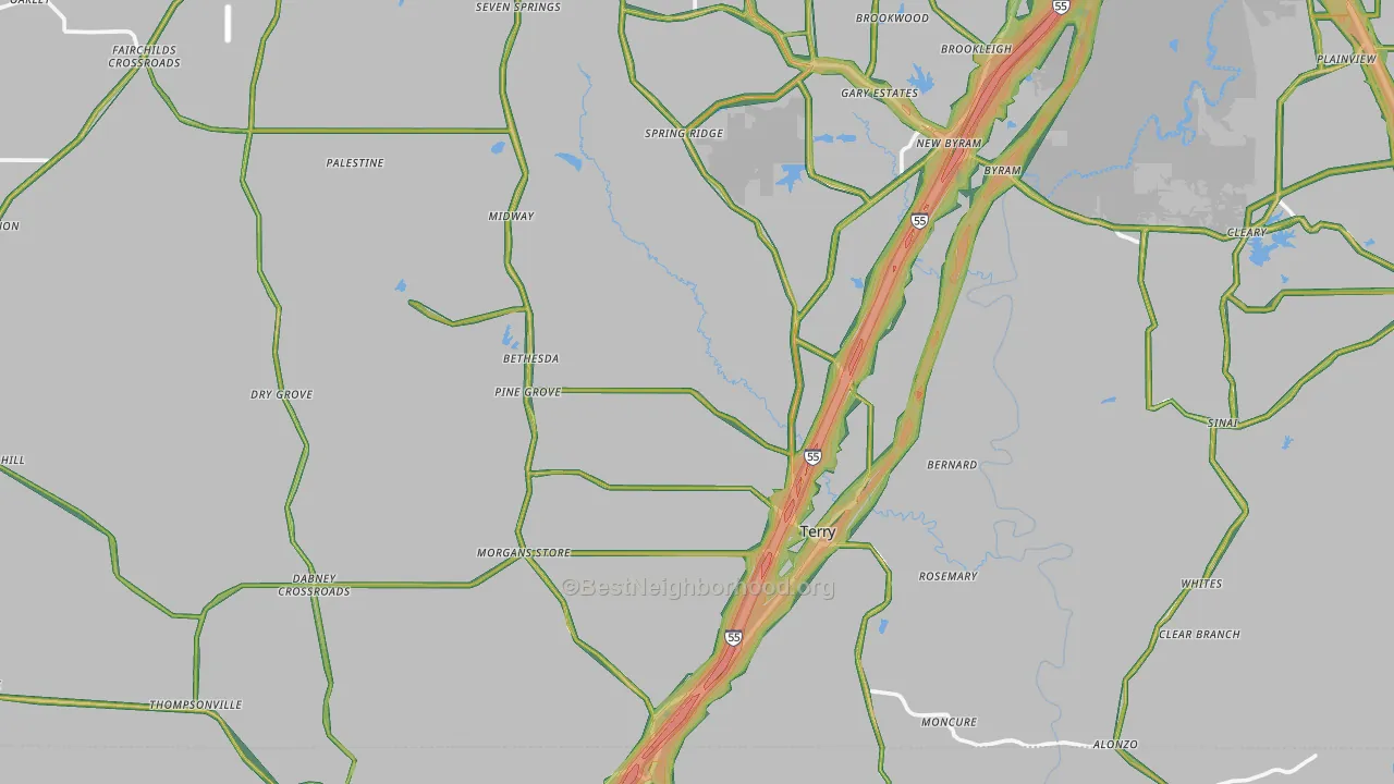 Terry, MS Map of Noise Levels in Terry